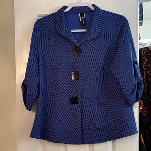 Chic Blue Geometric Blazer